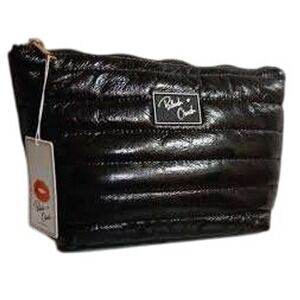 Blush Crush‎ Black Puffer Patent Vegan Leather Makeup Bag Pouch Cosmetic Bag